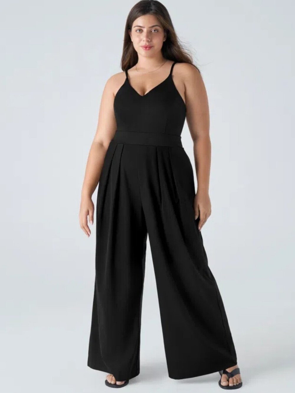Halara Beautiful Breeze Black V-Neck Strappy Wide Leg Casual Jumpsuit Size XL